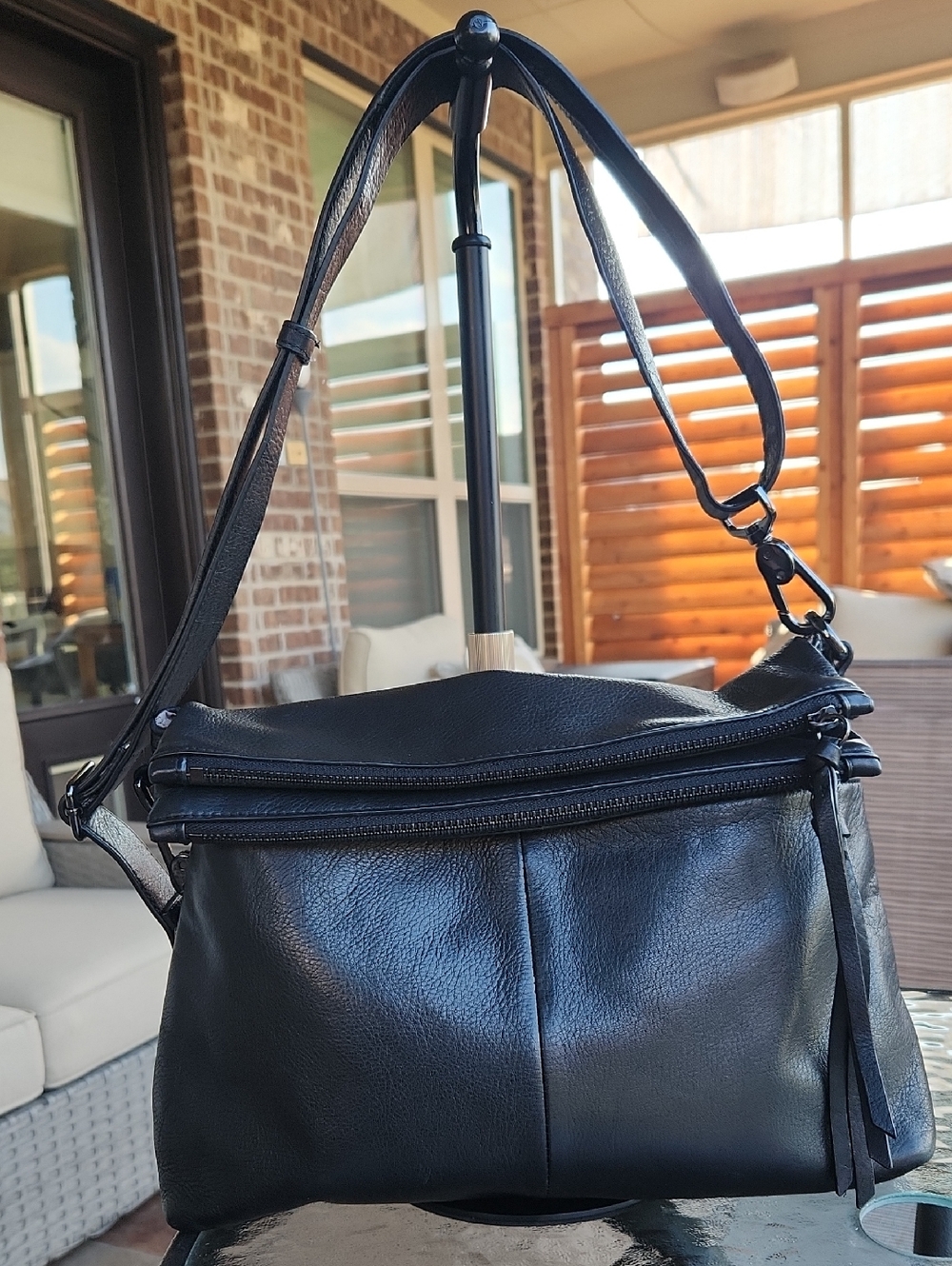 Margot Classic Black Soft Leather Crossbody Shoulder Bag